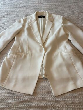 Lafayette 148 New York Ivory Single-Clip Tailored Blazer
